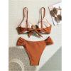 image:imageFloerns Womens 2 Piece Bikini Sets High Waisted Ruched Swimsuit Cheeky Brazilian Bathing SuitCoffee Brown
