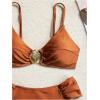 image:imageFloerns Womens 2 Piece Bikini Sets High Waisted Ruched Swimsuit Cheeky Brazilian Bathing SuitCoffee Brown