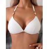 image:imageFloerns Womens 2 Piece Bikini Sets Push Up Halter Swimsuit Chain Bathing SuitWhite