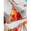 image:imageFloerns Womens 2 Piece Swimsuits Cheetah Floral Triangle Halter Bikini Tie Side Ring Bathing SuitOrange Multi