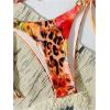 image:imageFloerns Womens 2 Piece Swimsuits Cheetah Floral Triangle Halter Bikini Tie Side Ring Bathing SuitOrange Multi