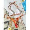 image:imageFloerns Womens 2 Piece Swimsuits Cheetah Floral Triangle Halter Bikini Tie Side Ring Bathing SuitOrange Multi