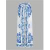 image:imageFloerns Womens 3 Piece Swimsuits Floral Print Bikini Sets with Beach Cover UpBlue and White