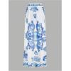 image:imageFloerns Womens 3 Piece Swimsuits Floral Print Bikini Sets with Beach Cover UpBlue and White