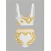 image:imageFloerns Womens 3 Piece Swimsuits Floral Print Bikini Sets with Beach Cover UpYellow