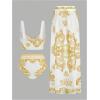 image:imageFloerns Womens 3 Piece Swimsuits Floral Print Bikini Sets with Beach Cover UpYellow