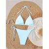 image:imageFloerns Womens Bikini Sets Floral Print Triangle Halter Swimsuit Tie Side 2 Piece Bathing SuitsBlue Floral