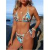 image:imageFloerns Womens Cheetah Print Bikini Sets Triangle Swimsuit Halter String Bathing SuitLight Blue