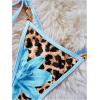 image:imageFloerns Womens Cheetah Print Bikini Sets Triangle Swimsuit Halter String Bathing SuitLight Blue