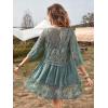 image:imageFloerns Womens Contrast Lace Plunging V Neck Bikini Cover Up Beach Dress Bathing SuitA Green