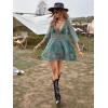 image:imageFloerns Womens Contrast Lace Plunging V Neck Bikini Cover Up Beach Dress Bathing SuitA Green