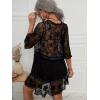 image:imageFloerns Womens Contrast Lace Plunging V Neck Bikini Cover Up Beach Dress Bathing SuitBlack