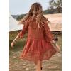 image:imageFloerns Womens Contrast Lace Plunging V Neck Bikini Cover Up Beach Dress Bathing SuitBurnt Orange