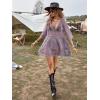 image:imageFloerns Womens Contrast Lace Plunging V Neck Bikini Cover Up Beach Dress Bathing SuitPurple