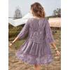 image:imageFloerns Womens Contrast Lace Plunging V Neck Bikini Cover Up Beach Dress Bathing SuitPurple