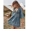 image:imageFloerns Womens Contrast Lace Plunging V Neck Bikini Cover Up Beach Dress Bathing SuitSky Blue