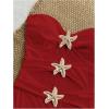 image:imageFloerns Womens Halter One Piece Swimsuit Starfish Cut Out Ruched Bathing SuitsRed