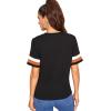 image:imageFloerns Womens Leopard Print Color Block T Shirts Short Sleeve Round Neck Tee TopsBlack Multi Orange