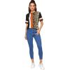image:imageFloerns Womens Leopard Print Color Block T Shirts Short Sleeve Round Neck Tee TopsBlack Multi Orange