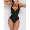 image:imageFloerns Womens One Piece Swimsuit Push Up Lace Up Tummy Control Slimming Bathing SuitBlack
