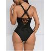 image:imageFloerns Womens One Piece Swimsuit Push Up Lace Up Tummy Control Slimming Bathing SuitBlack