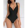 image:imageFloerns Womens One Piece Swimsuit Push Up Lace Up Tummy Control Slimming Bathing SuitBlack