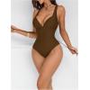 image:imageFloerns Womens One Piece Swimsuit Push Up Lace Up Tummy Control Slimming Bathing SuitCoffee Brown
