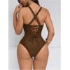 image:imageFloerns Womens One Piece Swimsuit Push Up Lace Up Tummy Control Slimming Bathing SuitCoffee Brown