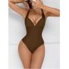 image:imageFloerns Womens One Piece Swimsuit Push Up Lace Up Tummy Control Slimming Bathing SuitCoffee Brown