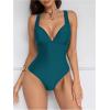 image:imageFloerns Womens One Piece Swimsuit Push Up Lace Up Tummy Control Slimming Bathing SuitTeal Blue
