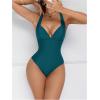 image:imageFloerns Womens One Piece Swimsuit Push Up Lace Up Tummy Control Slimming Bathing SuitTeal Blue