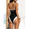 image:imageFloerns Womens One Piece Swimsuit Strapless Tummy Control Cut Out Bandeau MonokiniBlack and White