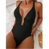 image:imageFloerns Womens One Piece Swimsuit Tie Back Criss Cross Monokini Beach Bathing SuitsBlack
