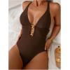 image:imageFloerns Womens One Piece Swimsuit Tie Back Criss Cross Monokini Beach Bathing SuitsBrown
