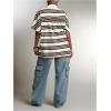 image:imageFloerns Womens Striped Half Sleeve Shirts Collared V Neck Oversized T ShirtsBrown Multi