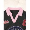 image:imageFloerns Womens Y2k Number Jersey T Shirts Short Sleeve V Neck Slim Fit Street Graphic TeesBlack