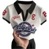 image:imageFloerns Womens Y2k Number Jersey T Shirts Short Sleeve V Neck Slim Fit Street Graphic TeesBlack and White
