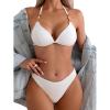 image:imageFloerns Womens 2 Piece Bikini Sets Push Up Halter Swimsuit Chain Bathing SuitWhite