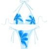 image:imageFloerns Womens Bikini Sets Floral Print Triangle Halter Swimsuit Tie Side 2 Piece Bathing SuitsBlue Floral