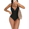 image:imageFloerns Womens One Piece Swimsuit Push Up Lace Up Tummy Control Slimming Bathing SuitBlack