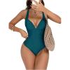 image:imageFloerns Womens One Piece Swimsuit Push Up Lace Up Tummy Control Slimming Bathing SuitTeal Blue