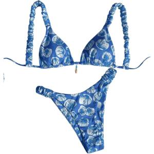 image:imageFloerns Womens Bikini Sets High Waisted Triangle Bikini Seashell Cheeky Bathing SuitBlue