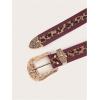 image:imageFloerns Leopard Print Belts for Women Faux Leather Y2K Belts with Carved Metal BuckleWine Red