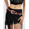 image:imageFloerns Leopard Print Belts for Women Faux Leather Y2K Belts with Carved Metal BuckleWine Red