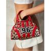 image:imageFloerns Womens Colorblock Zipper Handle Bowling Bag Purse Leather Clutch Handbags  Zipper Handle Purse Leather ClutchBrown