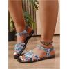 image:imageFloerns Womens Criss Cross Denim Sandals Strappy Flat Sandals with Ankle StrapsBlue