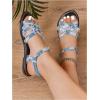 image:imageFloerns Womens Criss Cross Denim Sandals Strappy Flat Sandals with Ankle StrapsBlue