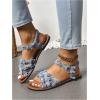 image:imageFloerns Womens Criss Cross Denim Sandals Strappy Flat Sandals with Ankle StrapsBlue and Brown