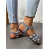 image:imageFloerns Womens Criss Cross Denim Sandals Strappy Flat Sandals with Ankle StrapsBlue and Brown