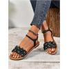 image:imageFloerns Womens Floral Elastic Ankle Straps Slipper Summer Beach Flat SandalsBlack